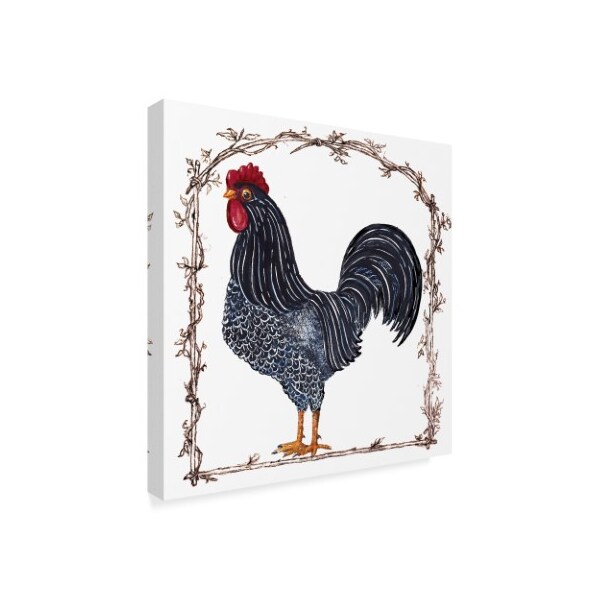 Sher Sester 'Rooster Dominic Twig Border Brn' Canvas Art,14x14